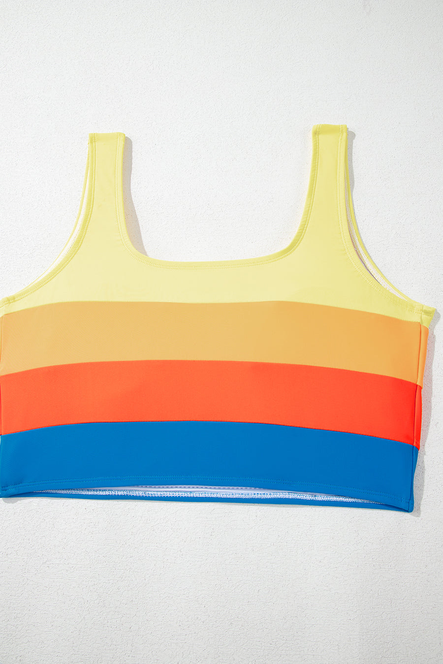 Color Block Pleated High-Waisted Tankini