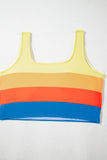 Color Block Pleated High-Waisted Tankini
