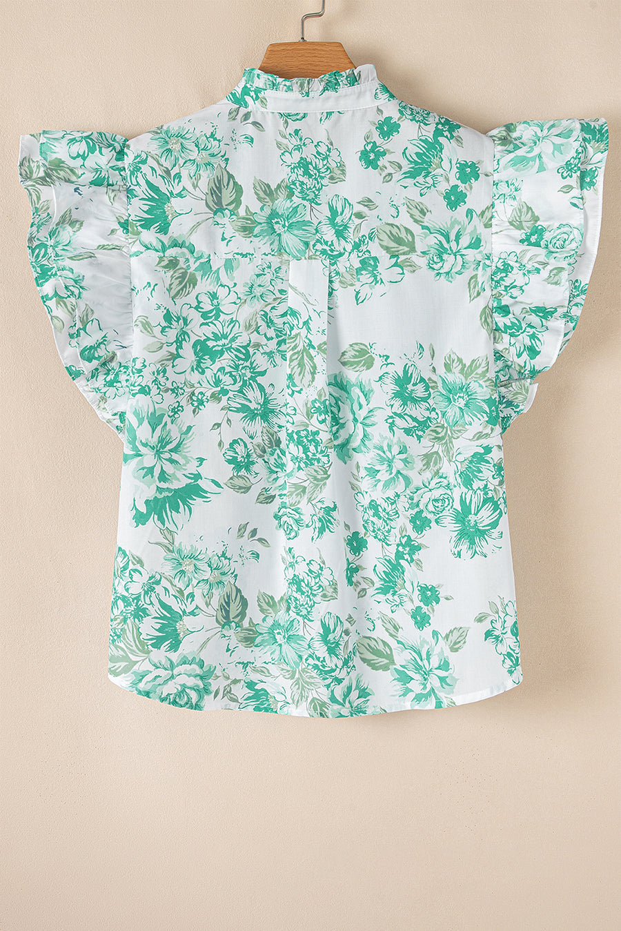 Floral Ruffle Sleeve Frilly Button-Up Blouse- 2 Colors