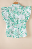 Floral Ruffle Sleeve Frilly Button-Up Blouse- 2 Colors