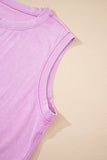 Yellow Cream Solid Color Washed Sleeveless Top Split Skort Cotton 2pcs Outfit