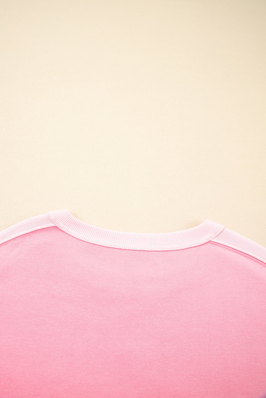 Pink Color Block Patchwork Drop Shoulder Loose Fit Sweatshirt