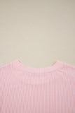 Twist Ribbed Color Block Pocket Crew Neck T-Shirt- 4 Colors