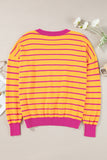 Striped Crew Neck Drop Shoulder Loose Sweater- 3 Colors