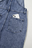 Mineral Wash Blue Straight Leg Denim Overalls