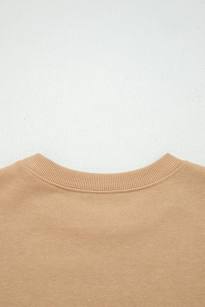 Navy Blue Preppy Striped Sleeve Loose Sweatshirt