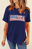 Navy Blue Coquette Bows America Short Sleeve Graphic T-Shirt
