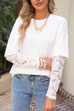 Lace Long Sleeve Drop Shoulder T-Shirt- 2 Colors