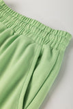 *Pre-Order* Plus Size Meadow Mist Green V-Neck Loose Fit T-Shirt & Shorts Set