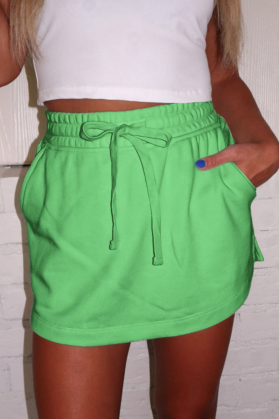 French Terry Drawstring Skort with Pockets- 3 Colors