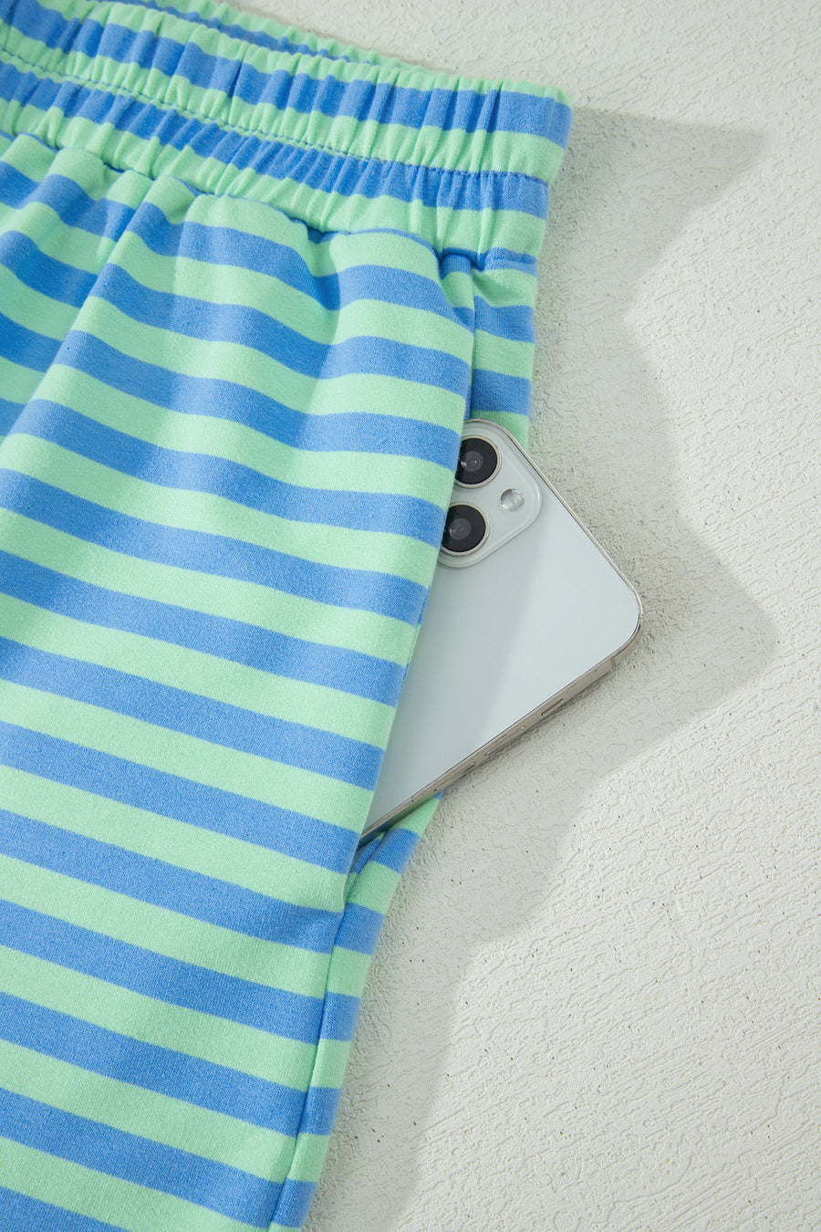 Striped Ribbed Short Sleeve T-Shirt and Shorts Set- 3 Colors