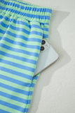 Striped Ribbed Short Sleeve T-Shirt and Shorts Set- 3 Colors