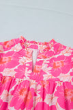 Short Bubble Sleeve Summer Floral Blouse A