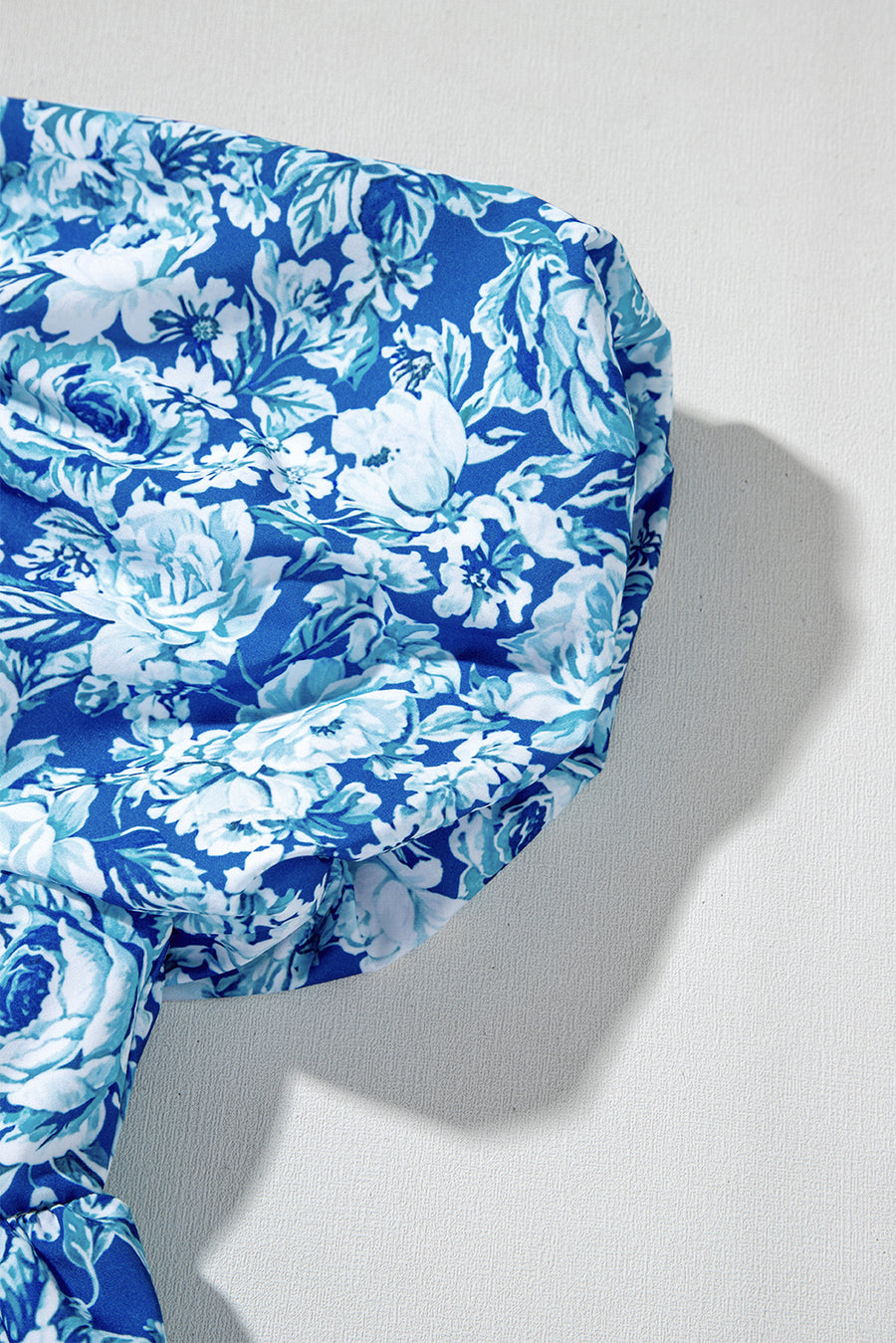 Blue Multi Floral Puff Sleeve Babydoll Mini Dress with Pockets