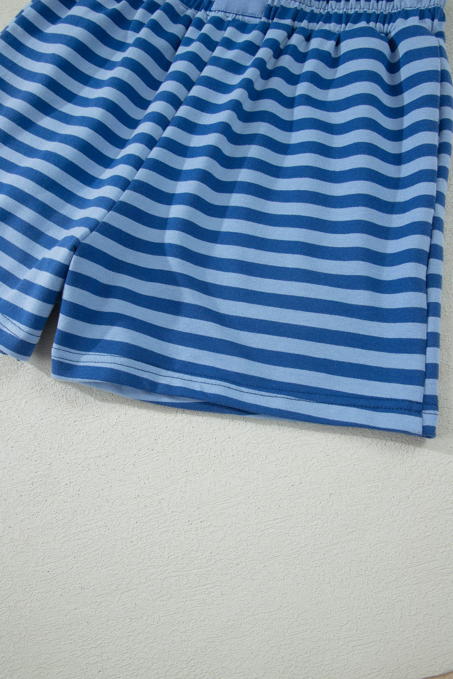 Striped Ribbed Short Sleeve T-Shirt and Shorts Set- 3 Colors