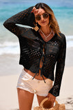 Tie Front Crochet Flare Sleeve Knit Cover-Up- 3 Colors