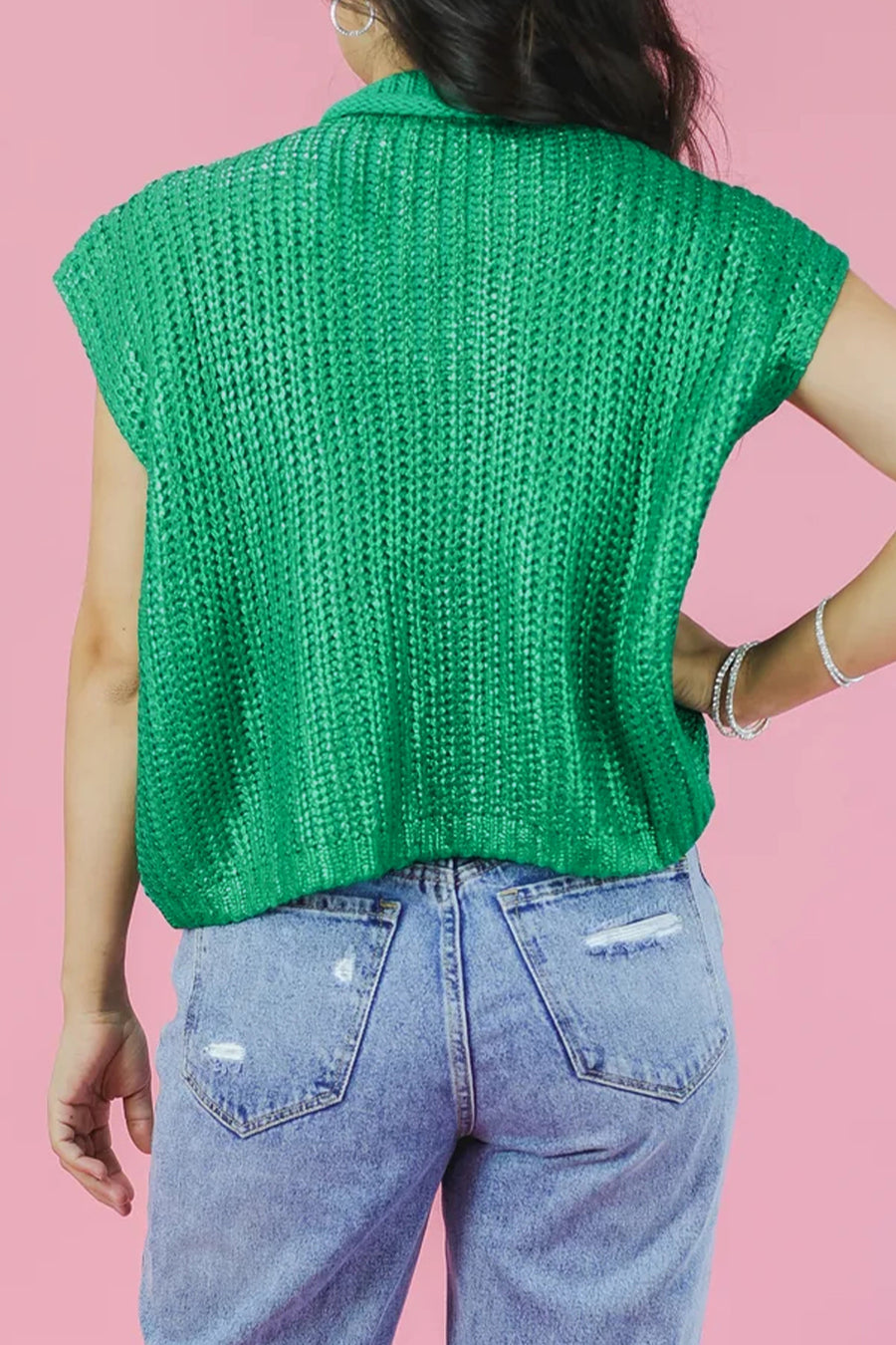 Knit High Neck Cap Sleeve Sweater- 2 Colors