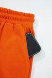 Varsity Striped Sleeve Drop Shoulder Sweatshirt and Shorts Set- 5 Colors
