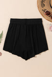 Black High-Waist Drawstring Hidden Pocket Swim Shorts