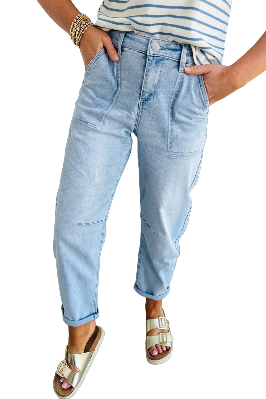High Rise Relaxed Fit Porkchop Pockets Jeans