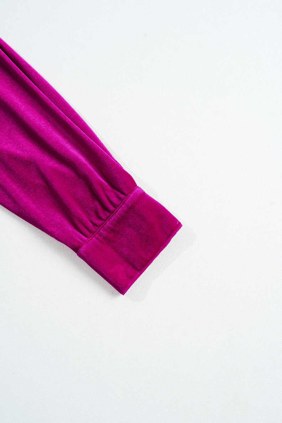 Plus Size Bright Pink Velvet Chest Pocket Drop Shoulder Shirt