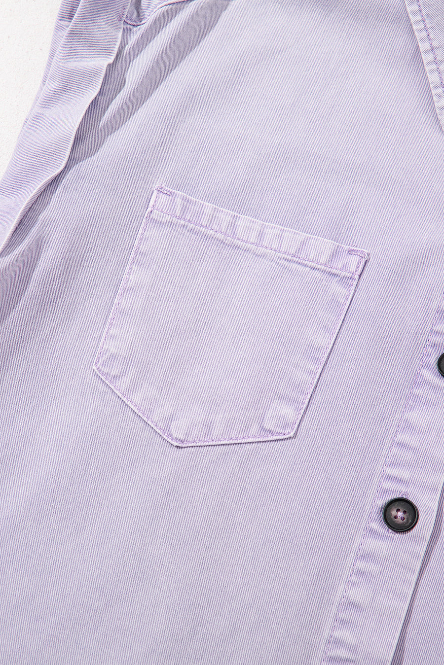 Orchid Petal Double Chest Pocket Button-Up Denim Shirt Dress