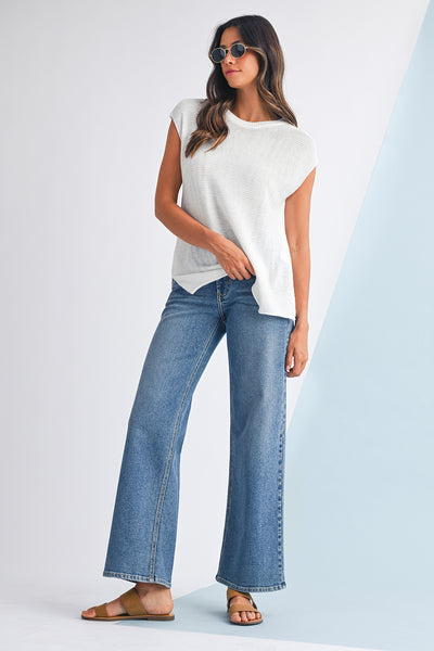 Solid Color Slit Hem Knit Top- 3 Colors