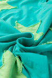 Aruba Blue & Lime Green Frayed Star Patch Oversized T-Shirt