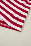 Red and White Striped Crew Neck T-Shirt
