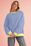 Striped Contrast Trim Oversized Sweatshirt- 4 Colors