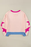 Star Patchwork Exposed Seam Oversized Sweatshirt- 3 Colors