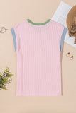 Color Block Corded Crew Neck T-Shirt- 2 Colors