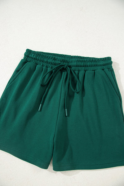 Varsity Striped Sleeve Drop Shoulder Sweatshirt and Shorts Set- 5 Colors