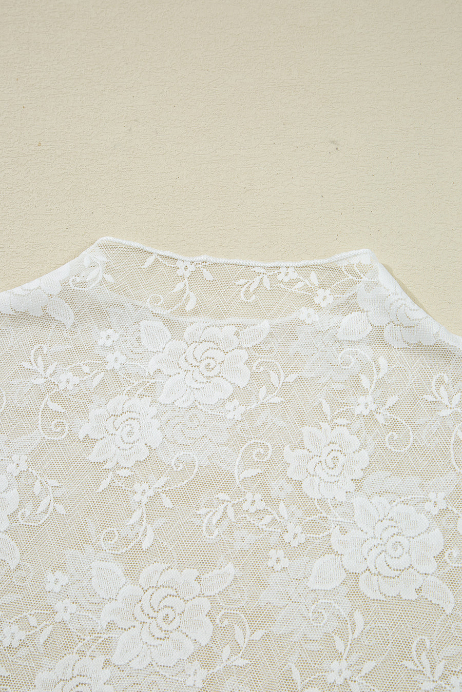 Floral Mock Neck Lace Long Sleeve Mesh  Top- 2 Colors