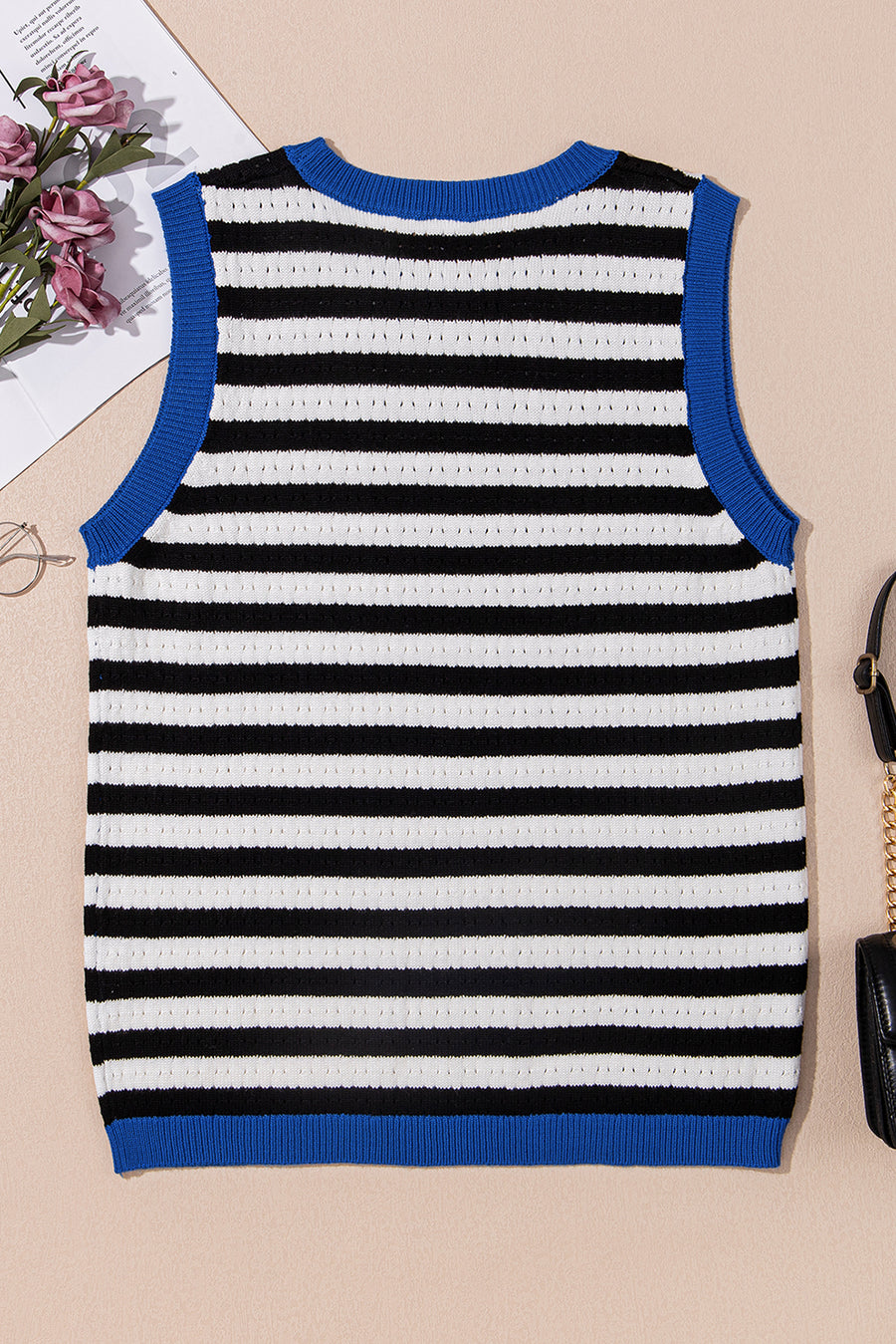 Striped Contrast Trim Sleeveless Sweater Vest- 3 Colors