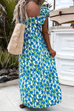 Floral Print Square Neck Ruffled Strap Maxi Dress- 2 Colors