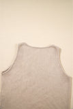 Oatmeal V-Neck Vest, Button-Up Cardigan, and Pants Pajama Set