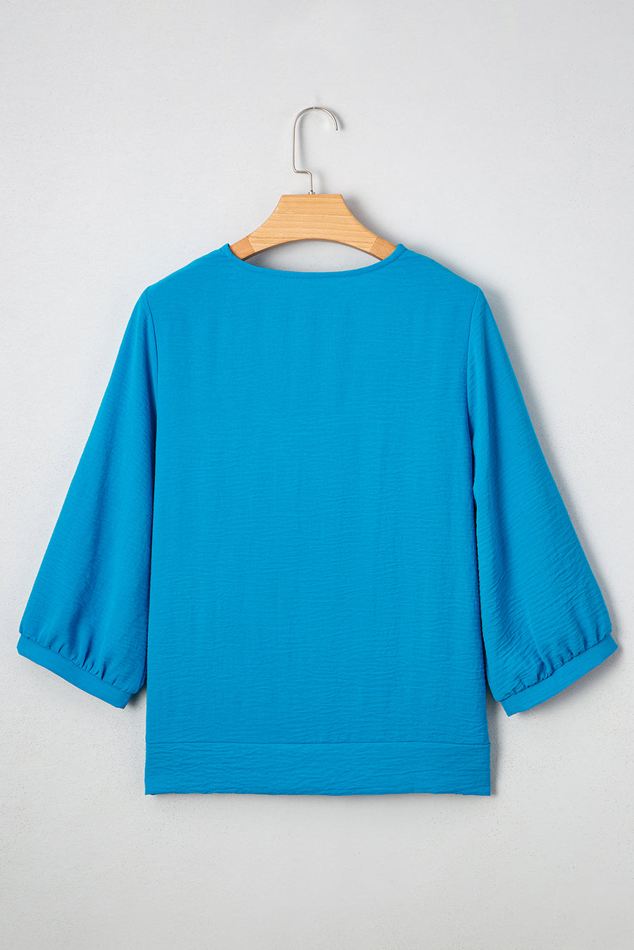 Frill V-Neck Lantern Sleeve Crinkled Blouse- 3 Colors