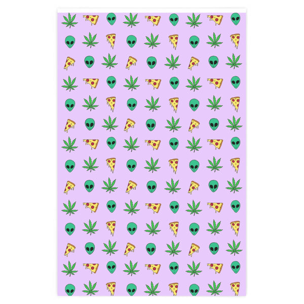 Pizza Alien Weed Wrapping Paper