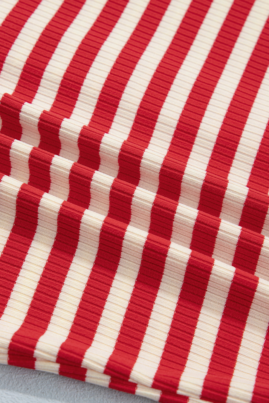 Red Striped Button-Up Ribbed Knit Tank Top
