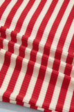 Red Striped Button-Up Ribbed Knit Tank Top
