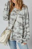 Camouflage Print Exposed Seam Drop Shoulder Sweatshirt- 2 Colors