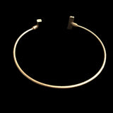 Dainty Gold Tone Cuff Bracelet with Natural Stones- Black