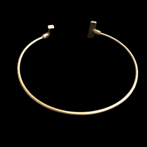 Dainty Gold Tone Cuff Bracelet with Natural Stones- Black