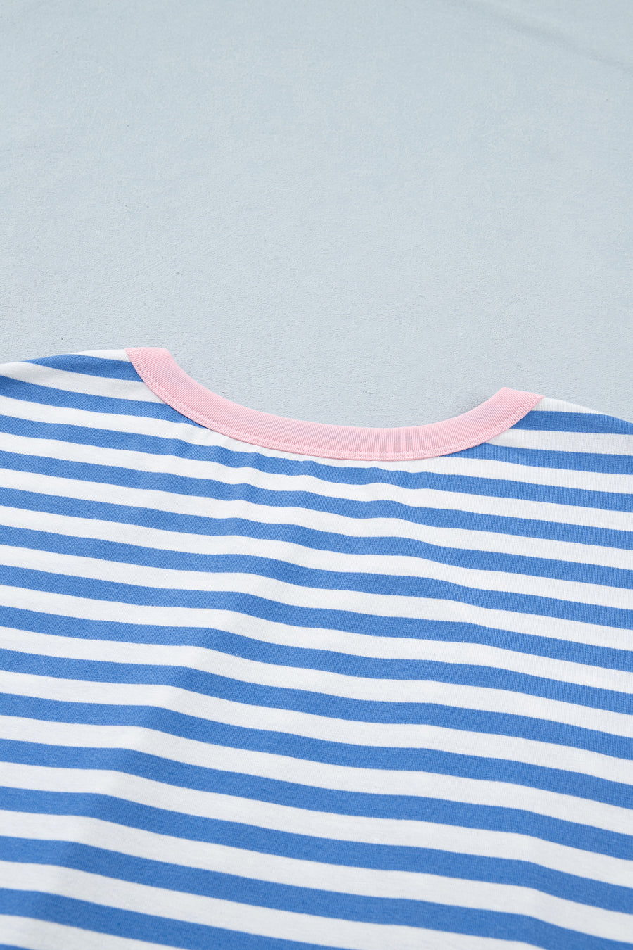 Striped Tie Front Contrast Trim Crew Neck T-Shirt Mini Dress- 3 Colors