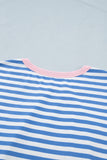 Striped Tie Front Contrast Trim Crew Neck T-Shirt Mini Dress- 3 Colors
