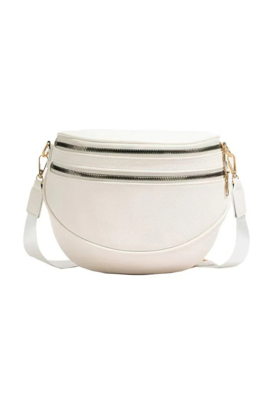PU Leather Double Zipper Crossbody Bag- 3 Colors