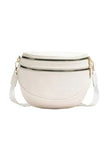 PU Leather Double Zipper Crossbody Bag- 3 Colors