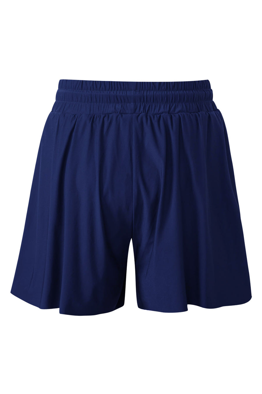 Navy Blue Drawstring Elastic Waist Built-In Brief Swim Shorts