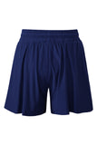 Navy Blue Drawstring Elastic Waist Built-In Brief Swim Shorts